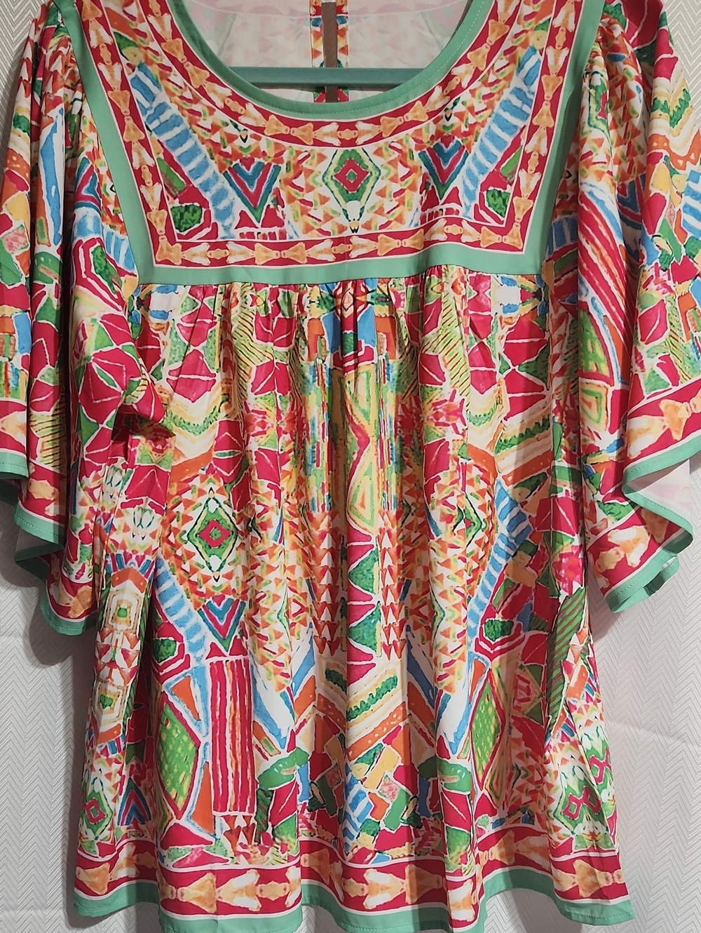 1X Colorful Geometric Print Women’s Tunic Top